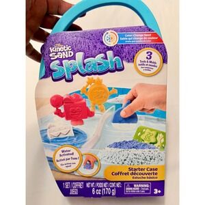 Kinetic Sand Splash Starter Case Kids 6oz Teal New Color Change Water Activated
